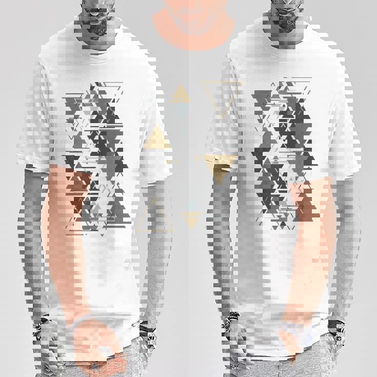 幾何学図形 抽象 モダンアート ヴィンテージ 三角形 Tシャツ 面白い贈り物