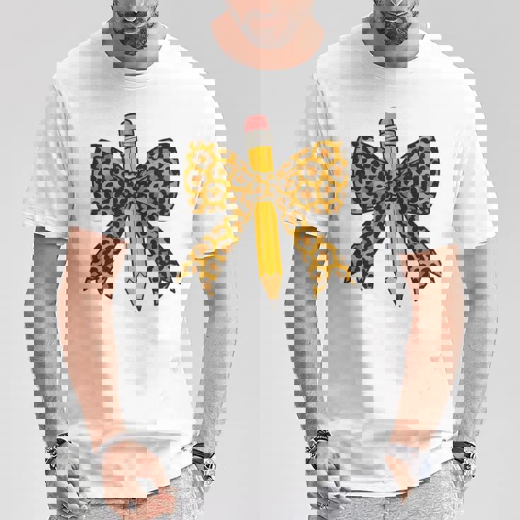 弓鉛筆 ヒョウ柄 初日 新学期 長袖tシャツ Tシャツ 面白い贈り物