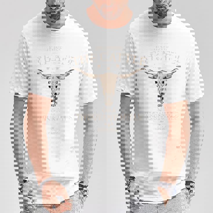 彼はザ・キャトル・オン・ア・サウザンド・ヒルズのクリスチャン・カウ・フェイス 長袖tシャツ Tシャツ 面白い贈り物