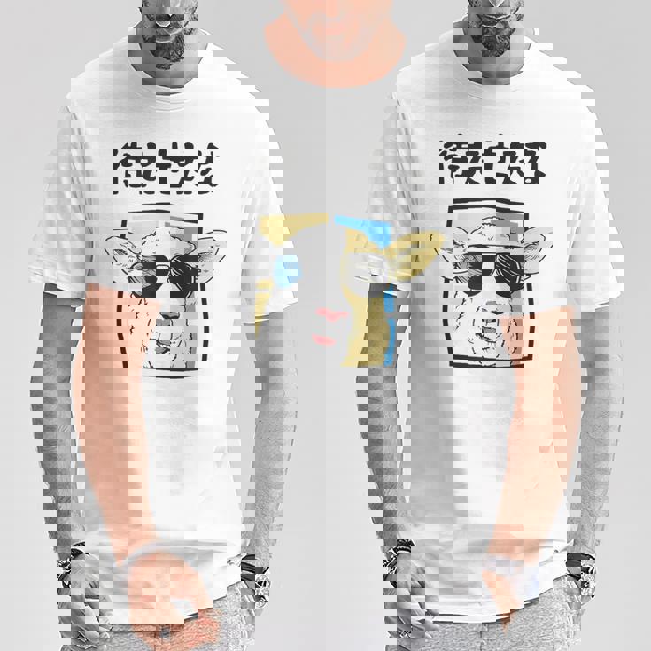 待たせたな羊サングラスクールおもしろおしゃれネタジョーク Tシャツ 面白い贈り物
