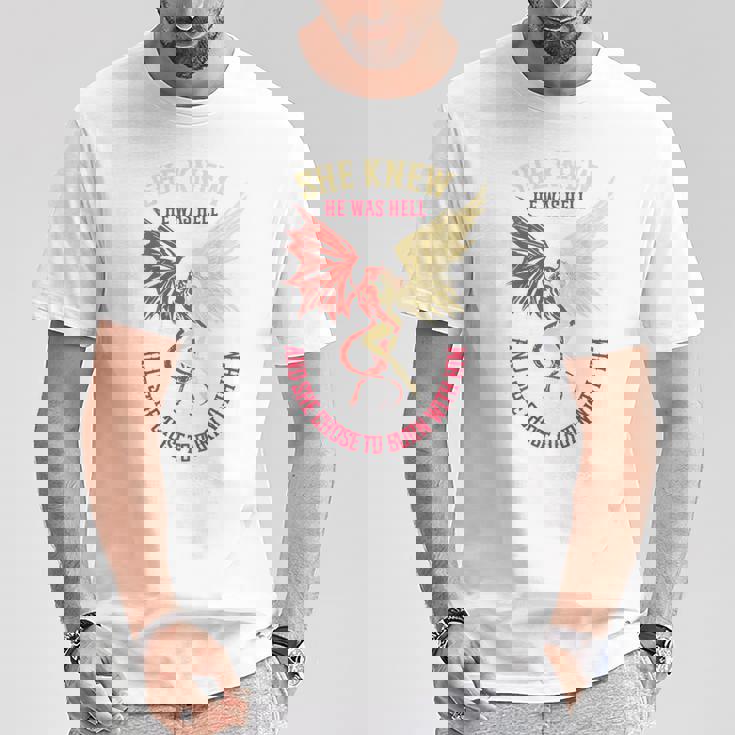 悪魔と天使のパートナー カップルコスチューム バレンタインデー バックプリント Tシャツ 面白い贈り物