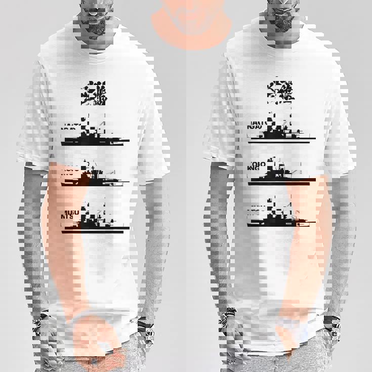 戦艦【長門 金剛 陸奥】軍艦 シルエット 日本 大日本帝国 海軍 帝国海軍 船 面白い ネタ 文字入り ウケ狙い Tシャツ 面白い贈り物