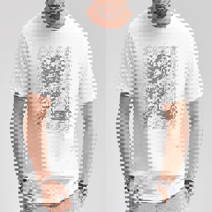 日本 侍 武士 上杉謙信 漢詩 九月十三夜 漢字 毘沙門天 旗印 バックプリント Tシャツ 面白い贈り物