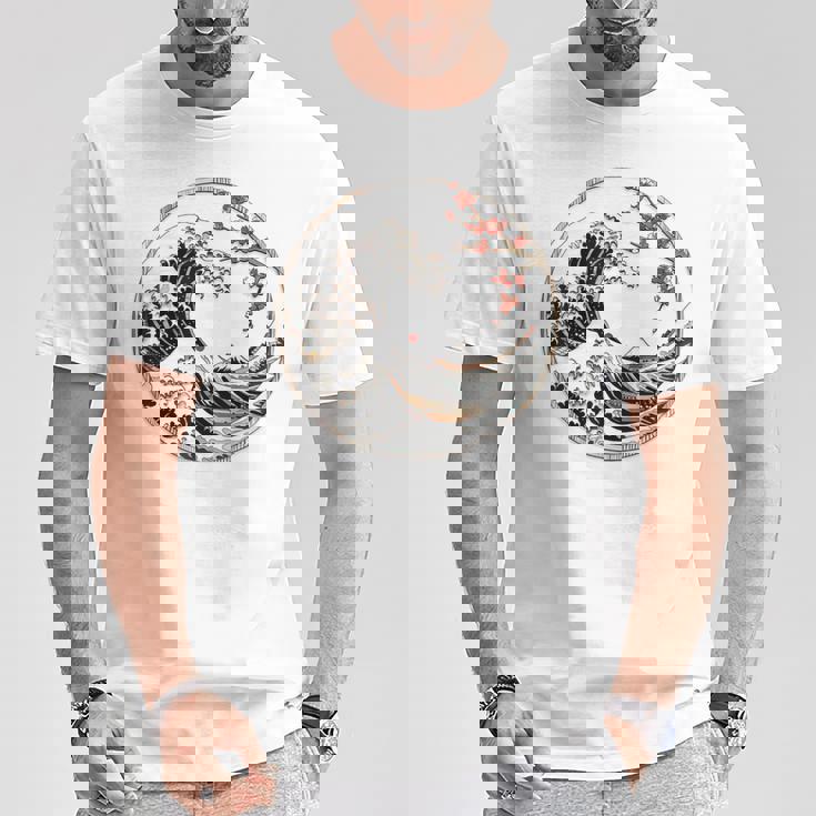 日本 神奈川 波 津波 浮世絵 日本美術 Tシャツ 面白い贈り物