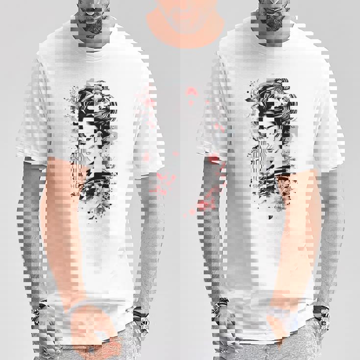 日本の芸者アートグラフィックtシャツ メンズ レディース キッズ Tシャツ 面白い贈り物