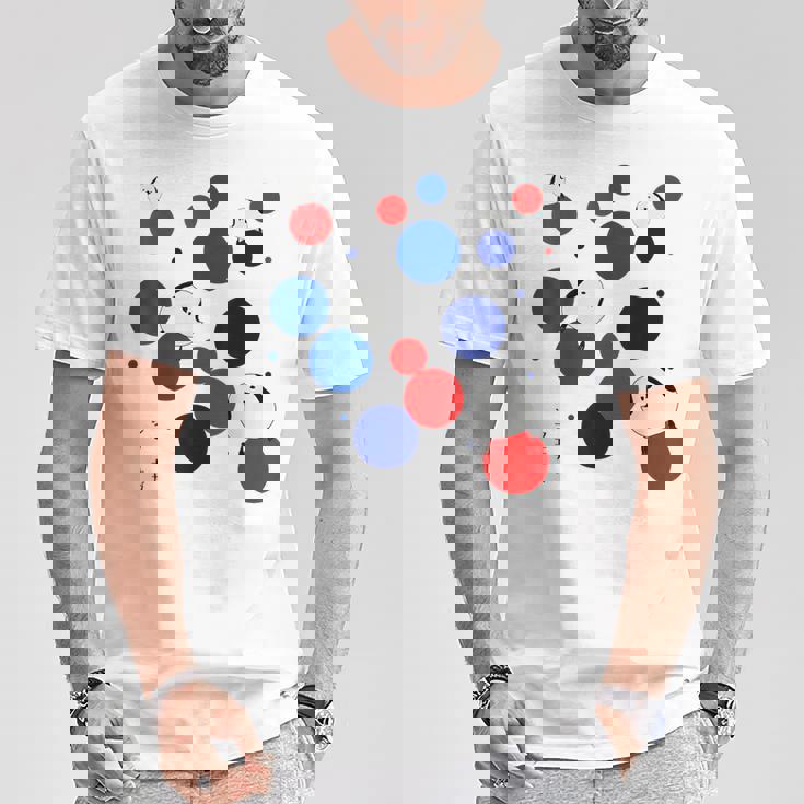 日本の野鳥 シマエナガ 赤 青 ドット 丸 水玉 関西 イベント 家族 お揃い Tシャツ 面白い贈り物