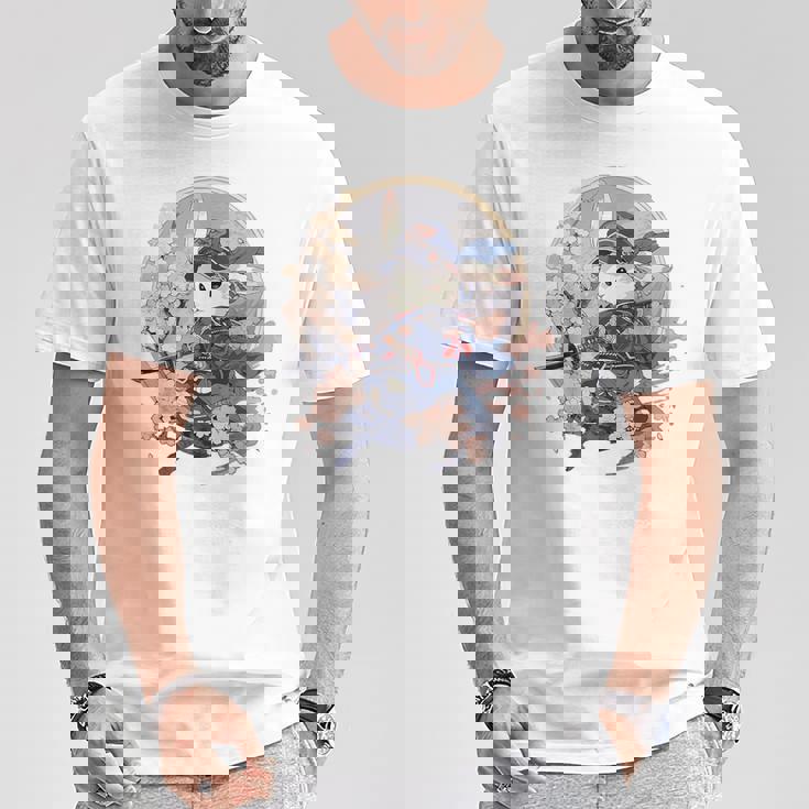 日本美術 うさぎ 忍者 浮世絵 アニメ風 侍うさぎ Tシャツ 面白い贈り物