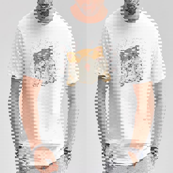 柴犬 かわいい いぬ 子犬 ペット おもしろ 動物 アート イラスト 長袖tシャツ Tシャツ 面白い贈り物