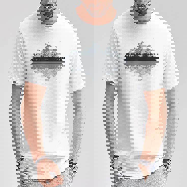 森 山 反射 野生動物 自然 ハイキング ハイカー Tシャツ 面白い贈り物