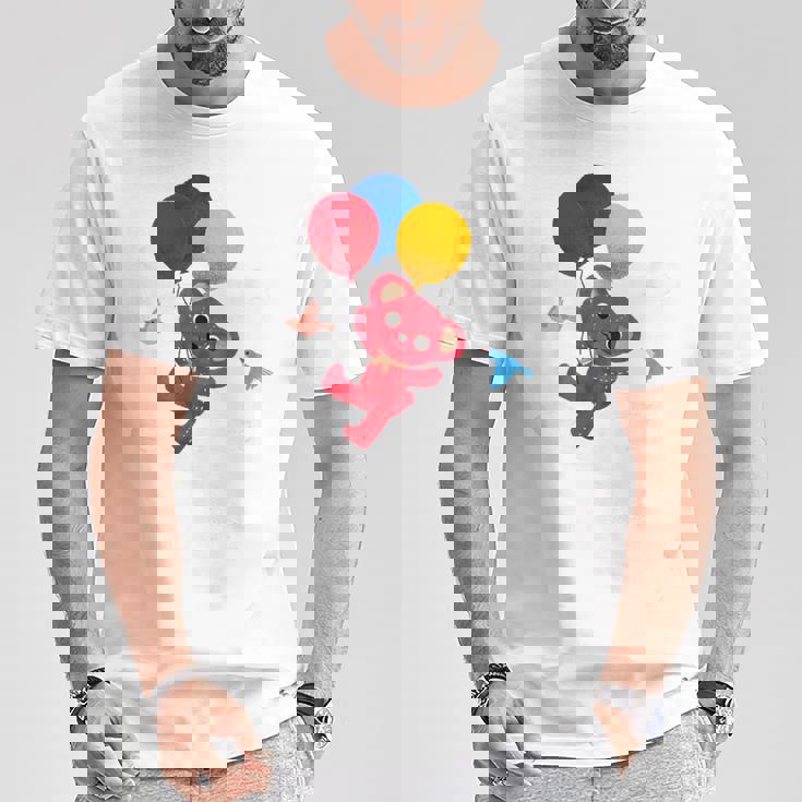 森のぬいぐるみラズ ぷかぷか風船 Tシャツ 面白い贈り物