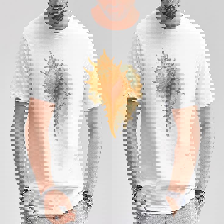 水彩 ムレックス 貝殻 貝殻 ハンティング ビーチコーミング Tシャツ 面白い贈り物