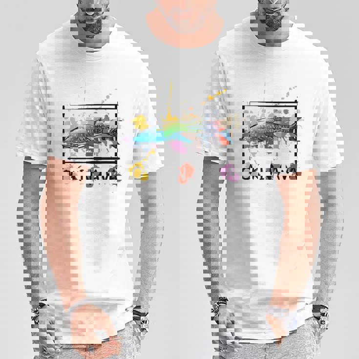 沖縄 ホエールシャークペイント スプラッター かわいい沖縄お土産 Tシャツ 面白い贈り物