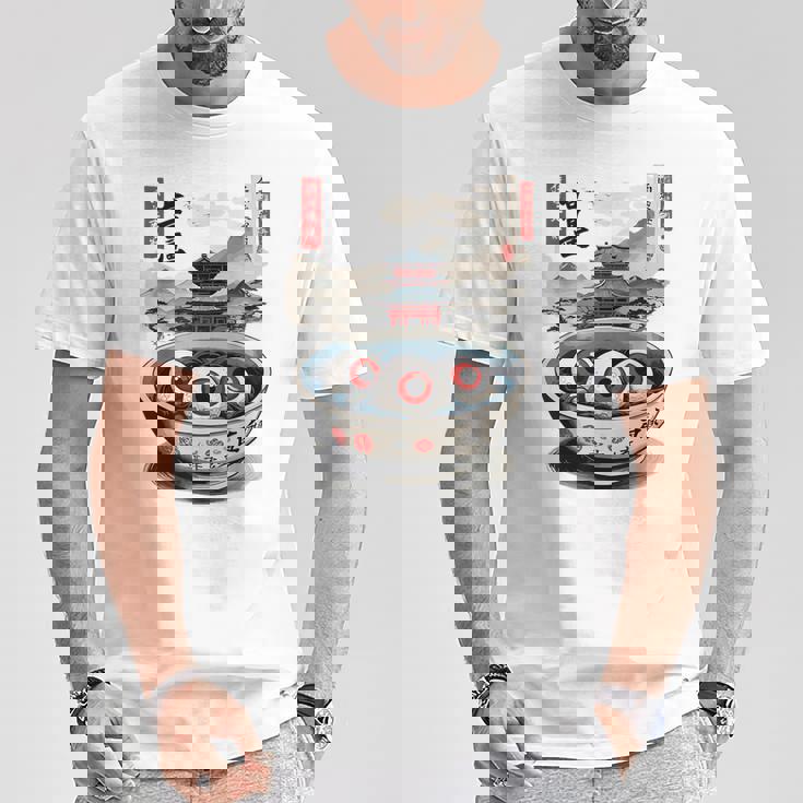 浮世絵ジャパン オカルトホラー ハロウィン 妖怪ラーメン エステ Tシャツ 面白い贈り物