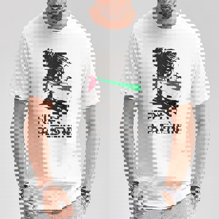 無料パレスチナ国旗 ガザの終わり占領 パレスチナ語 Tシャツ 面白い贈り物
