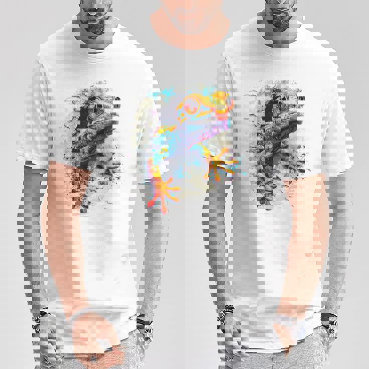 爬虫類とカラフルなヤモリ Tシャツ 面白い贈り物