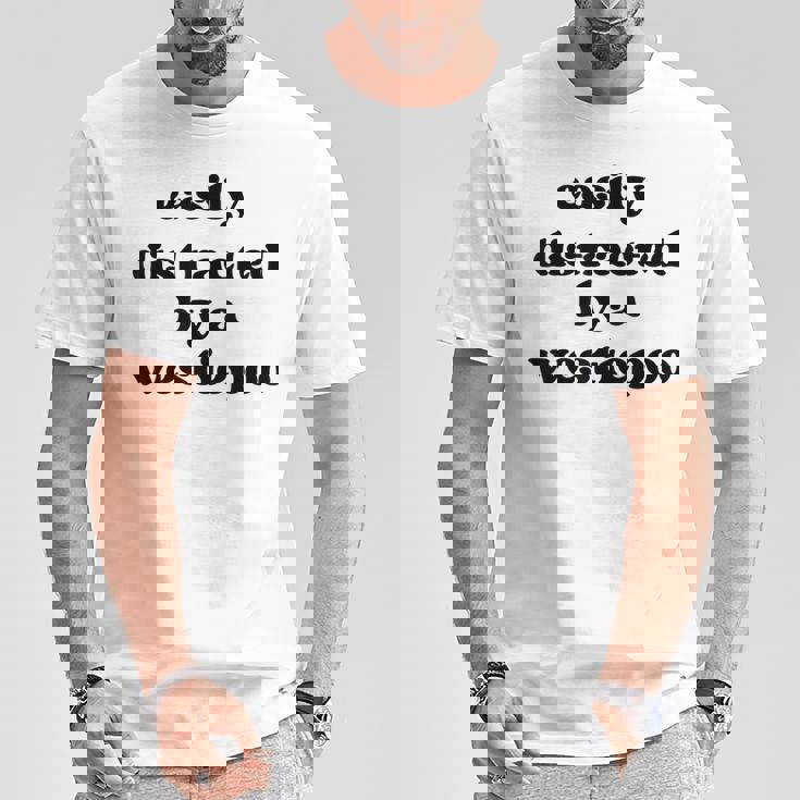 犬に気を取られる-犬のお父さんお母さんウェスティ・プードル・ウェスティプー Tシャツ 面白い贈り物