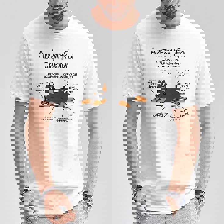 犬の解剖学ドーベルマン犬 長袖tシャツ Tシャツ 面白い贈り物