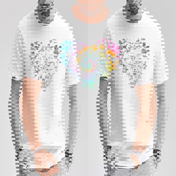 バックプリント 犬の足跡 犬 ペット 足跡 プリント Tシャツ 面白い贈り物