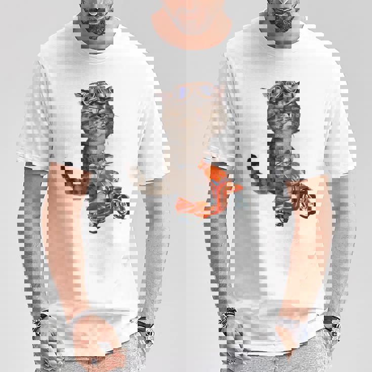 猫 ねこ バイク Tシャツ 面白い贈り物