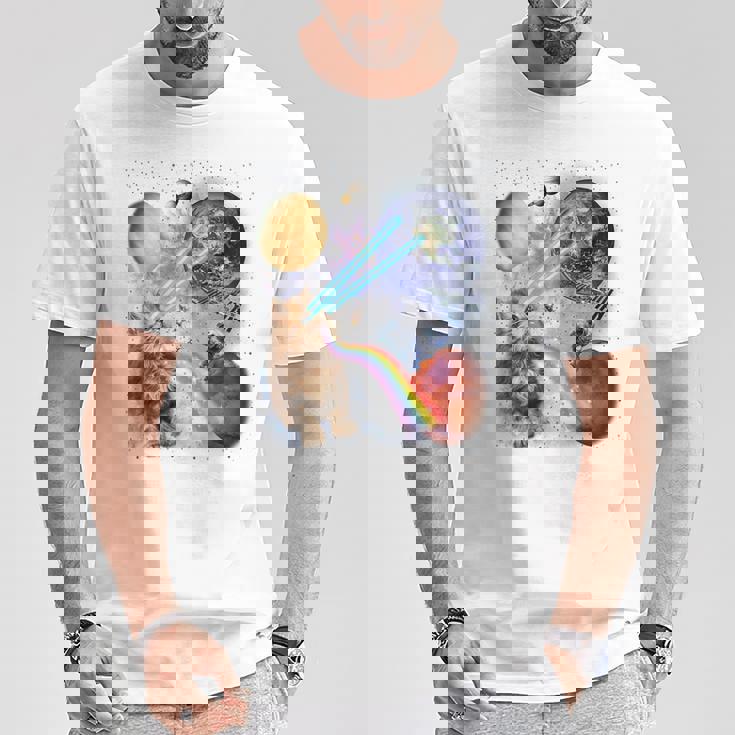 猫 ねこ 宇宙 惑星 Tシャツ 面白い贈り物