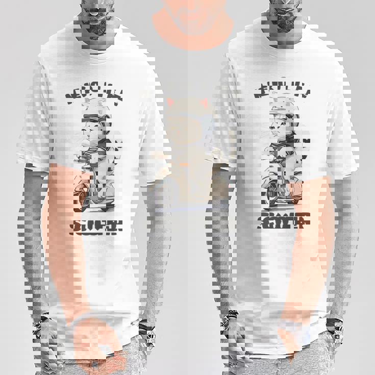 猫 ネコ 白猫 イラスト 原付 スクーター バイク 猫好き バイク好き かわいい おもしろ レトロ Neko Life 長袖tシャツ Tシャツ 面白い贈り物