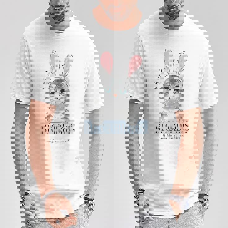 猫 面白い ネコ 可愛い うさぎ 猫好きにお勧め うさ耳ねこ Tシャツ 面白い贈り物