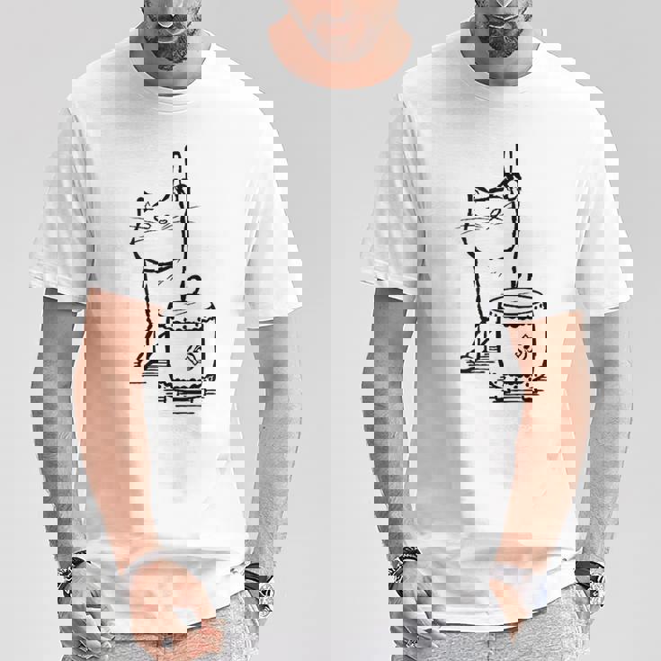 猫ねこネコ和太鼓お祭り Tシャツ 面白い贈り物