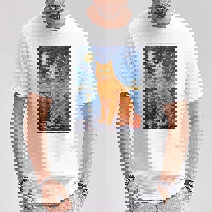 猫のポートレートオイル印刷甘い子猫 長袖tシャツ Tシャツ 面白い贈り物