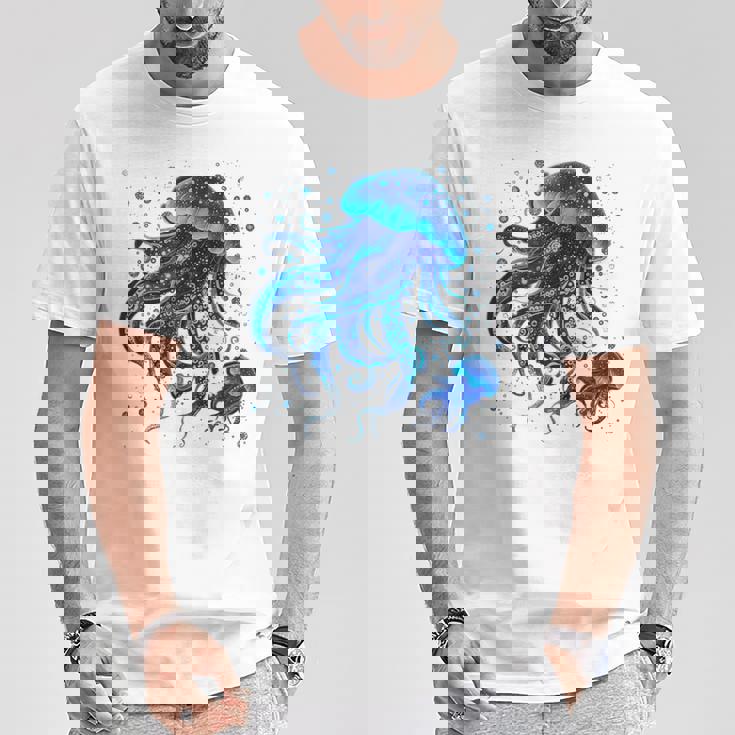 生物発光と水中世界クラゲ Tシャツ 面白い贈り物