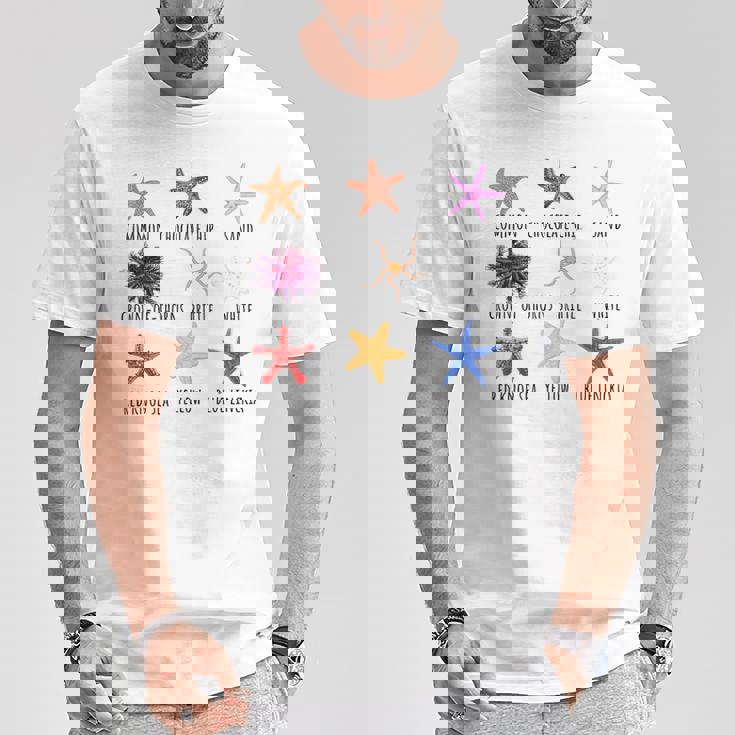 異なるタイプのヒトデの品種コレクション、かわいいヒトデ Lo Tシャツ 面白い贈り物