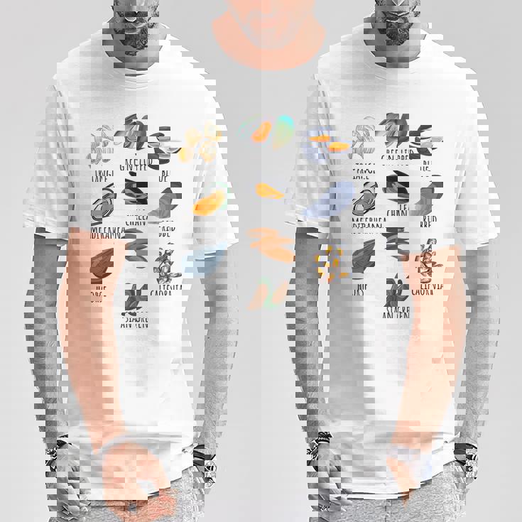 異なる種類のムール貝の品種コレクション、かわいいムール貝が大好き Tシャツ 面白い贈り物