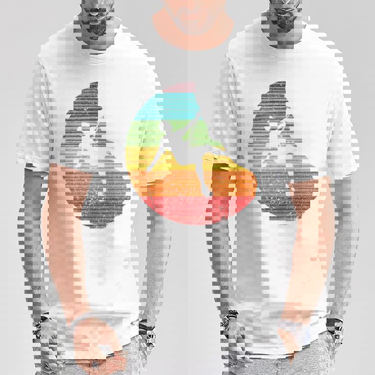 バックプリント 登山、ボルダリング、フリークライミングシルエット Tシャツ 面白い贈り物