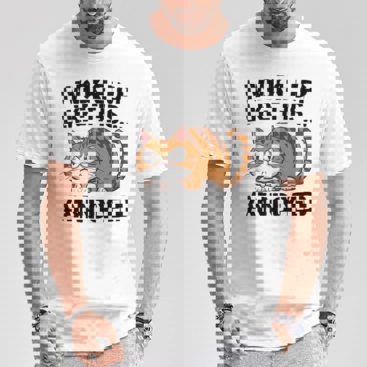 皮肉な猫好き 面白い 内向的 反社会的 不機嫌そうなキティ Tシャツ 面白い贈り物