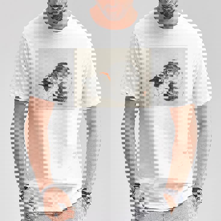 眠れる猫 子猫 このばいれい 日本 美術 絵画 かわいい 墨 Tシャツ 面白い贈り物