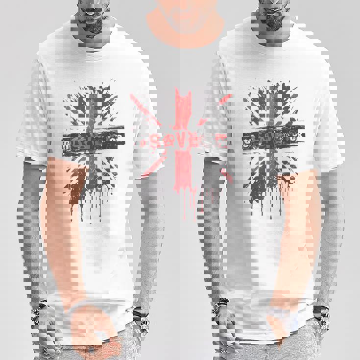 神は貧しい王のcor冠式パンクグラフィティユニオンジャックを救う Tシャツ 面白い贈り物