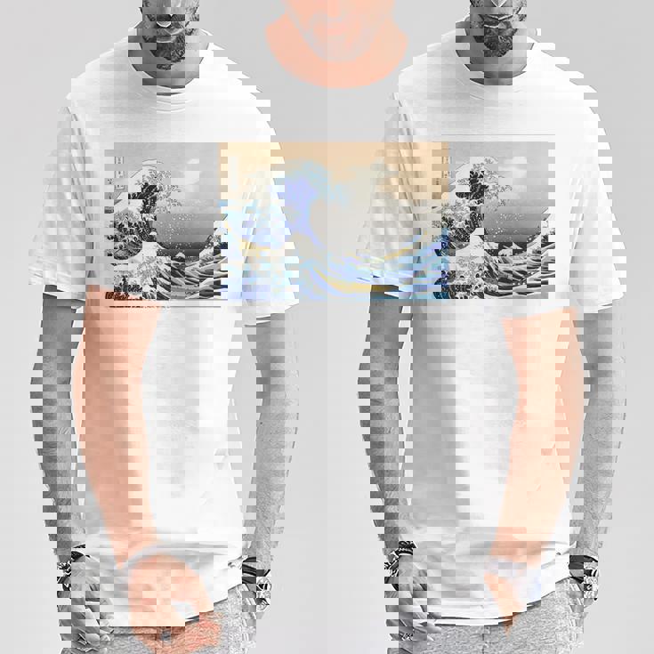 神奈川沖大波 北斎 日本美術 Tシャツ 面白い贈り物