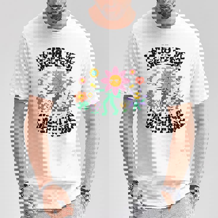 私は大柄な人間じゃないよ椅子で殴るぞおかしい 長袖tシャツ Tシャツ 面白い贈り物