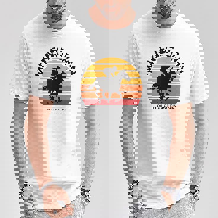 競馬ファンや馬好きの方にお勧め 勝者の走り オシャレな競馬イラスト Tシャツ 面白い贈り物