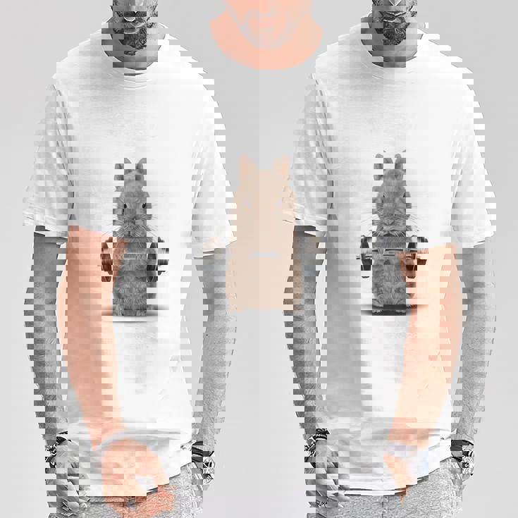 筋トレ ジム やる気がないなら家に帰れ ネザーランドドワーフ ウサギ ベージュ Tシャツ 面白い贈り物