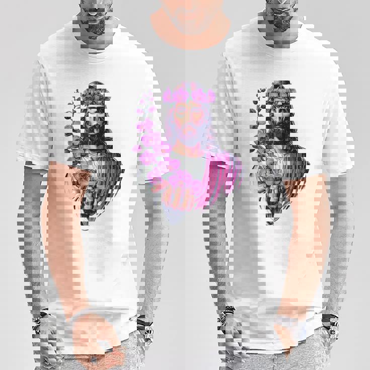 紫の蘭を持つイエス Tシャツ 面白い贈り物