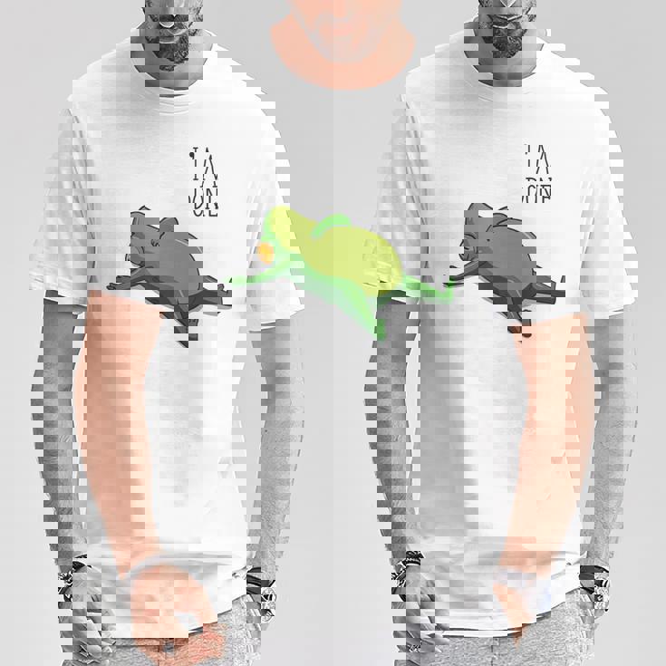 終わった、リラックスしているカエル、カエル好きの面白いカエル、カエル Tシャツ 面白い贈り物