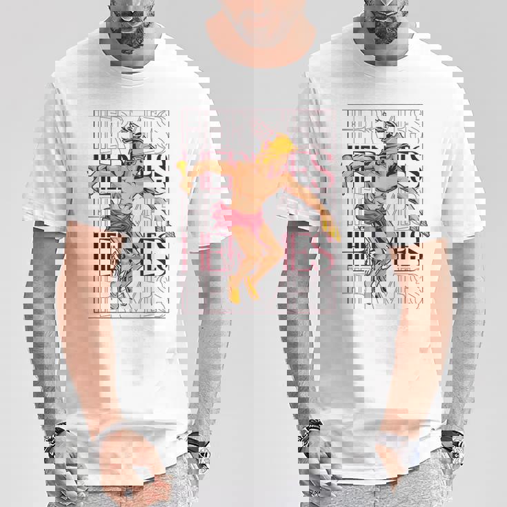 翼を持つ空飛ぶメッセンジャー エルメス Tシャツ 面白い贈り物