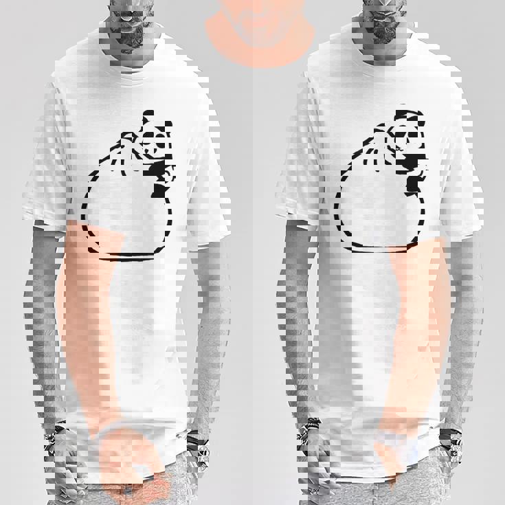肉まんに抱きつくパンダ かわいい チャイナ 白黒 Panda Meat Bun Tシャツ 面白い贈り物