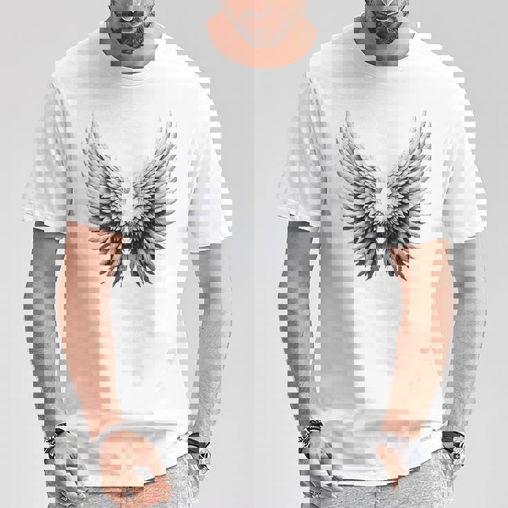 背中には白い天使の羽 Tシャツ 面白い贈り物