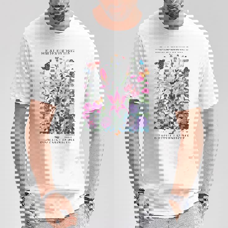 花柄 クリスチャン ティー 聖書 詩 伝道の書 3 Tシャツ 面白い贈り物