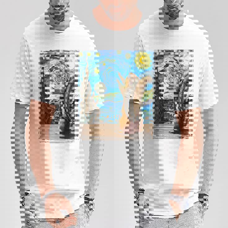 芸術的なシマリスシャツ ゴッホスタイル 星月夜 シマリス Tシャツ 面白い贈り物