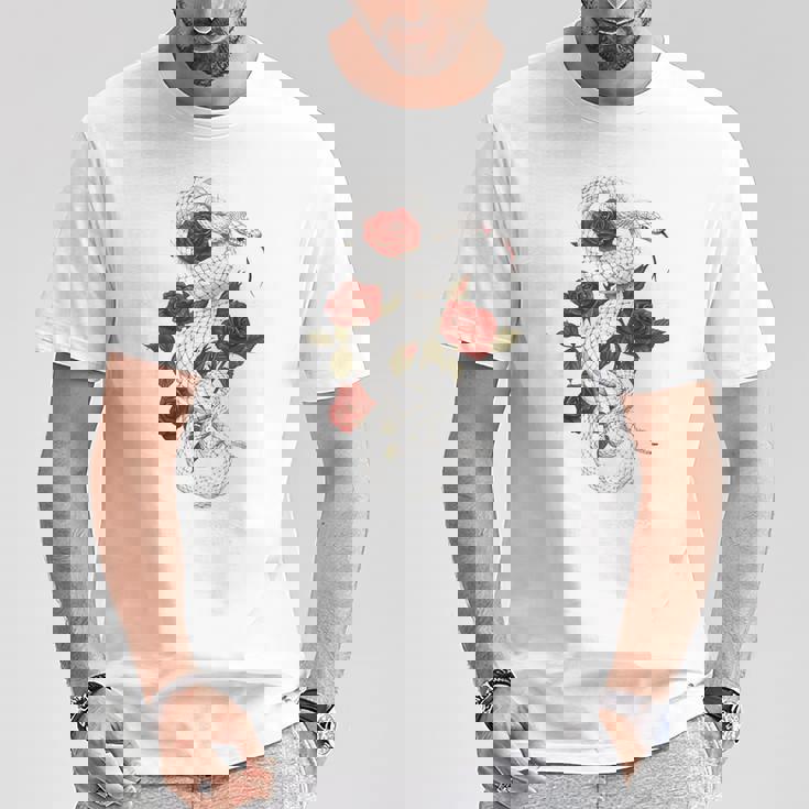 蛇爬虫類 蛇 バラ 花 爬虫類 ギフト Tシャツ 面白い贈り物