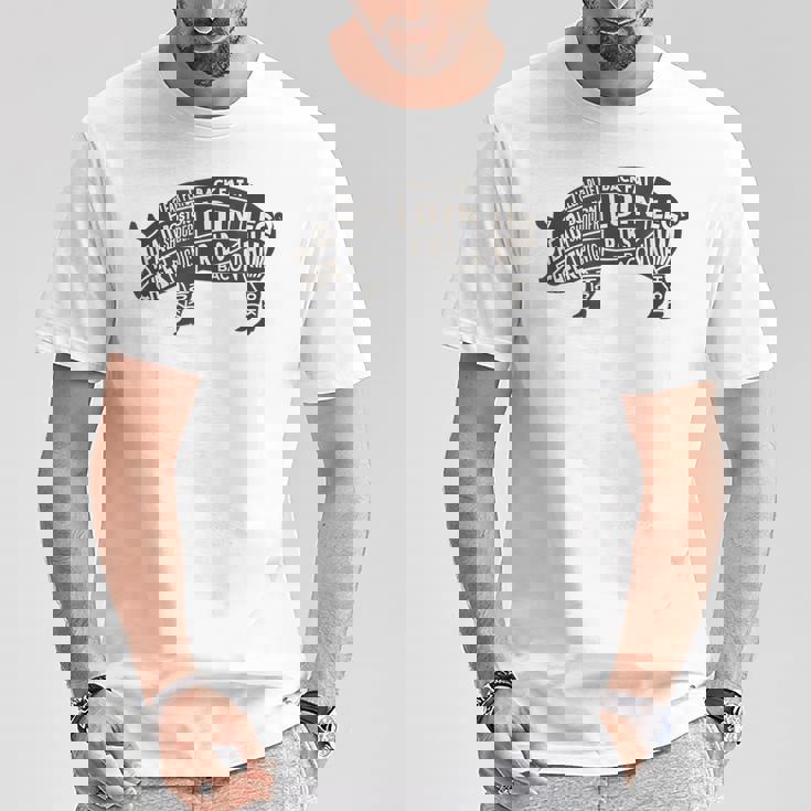 豚肉の部位 面白いtシャツ 豚 ブタ Bbq メンズ おもしろ 面白い 服 オリジナル グッズ ネタ バーベキュー ネタ Tシャツ 面白い贈り物