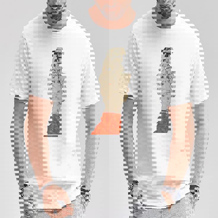 赤いふんどしの立っている男性 エゴン・シーレ作 1914 長袖tシャツ Tシャツ 面白い贈り物