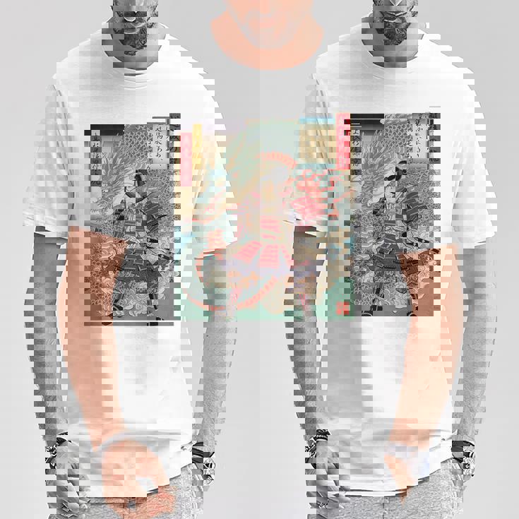 越後の龍 上杉謙信 長尾景虎 毘沙門天 軍神 バックプリント Tシャツ 面白い贈り物